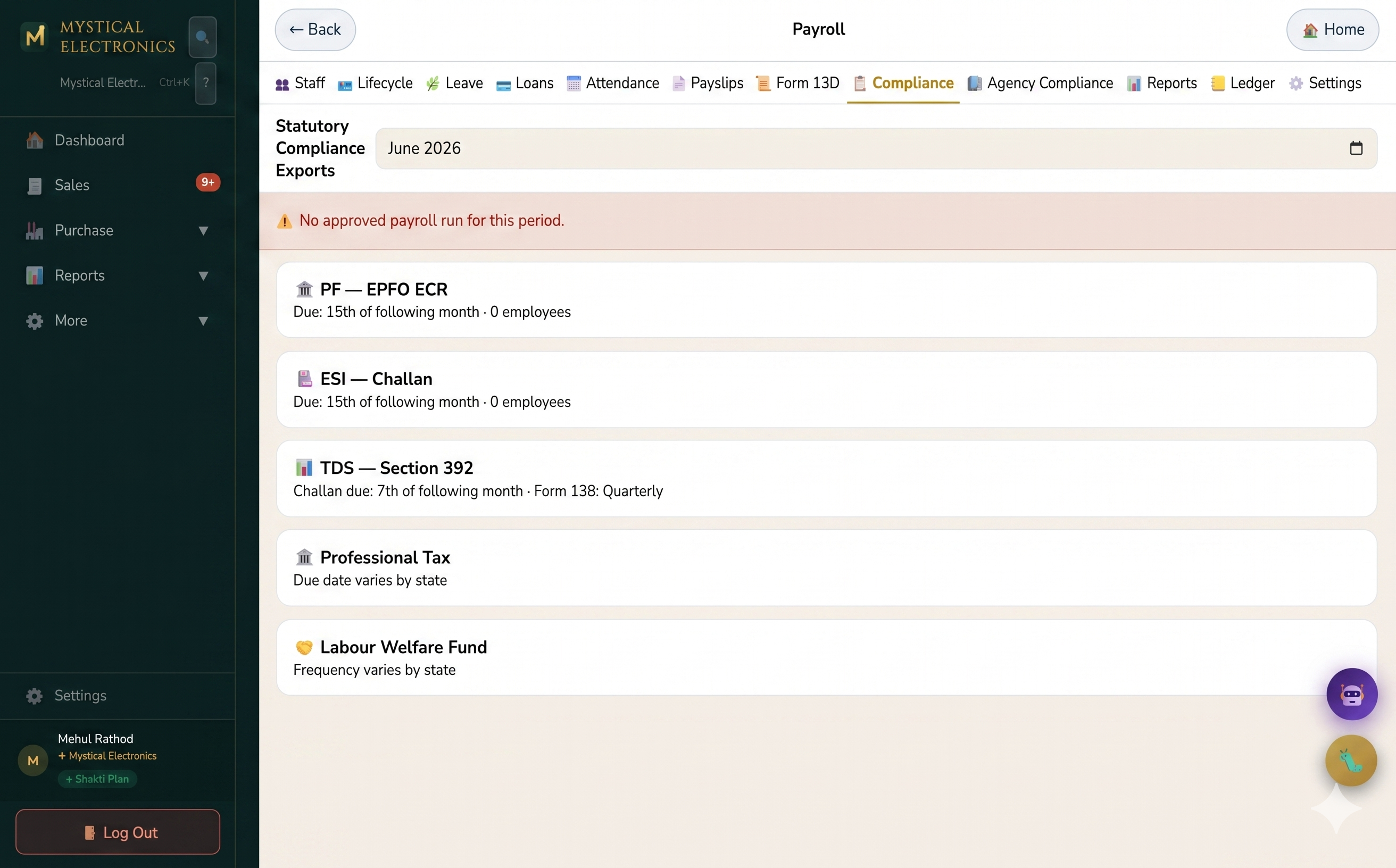 Payroll — statutory summary